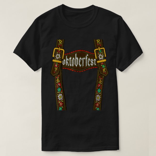 Lederhosen Suspenders T-Shirt Oktoberfest Bayerisc (Design vorne)