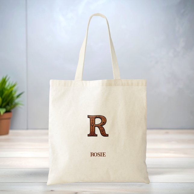 Lederinitialen-Monogramm R im Western-Stil Tragetasche (Von Creator hochgeladen)