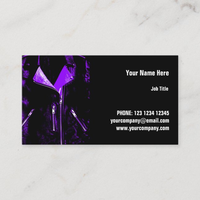 Lederjacken, Lila Visitenkarte, horizontal Visitenkarte (Vorderseite)