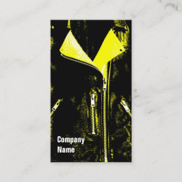 LederJacket Gelber schwarzer Seitentext Visitenkarte