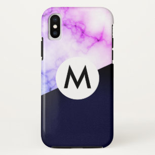 Lederlila-Marmor mit Monogramm Case-Mate iPhone Hülle