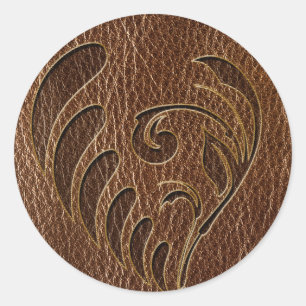 Lederlook-Blume Runder Aufkleber