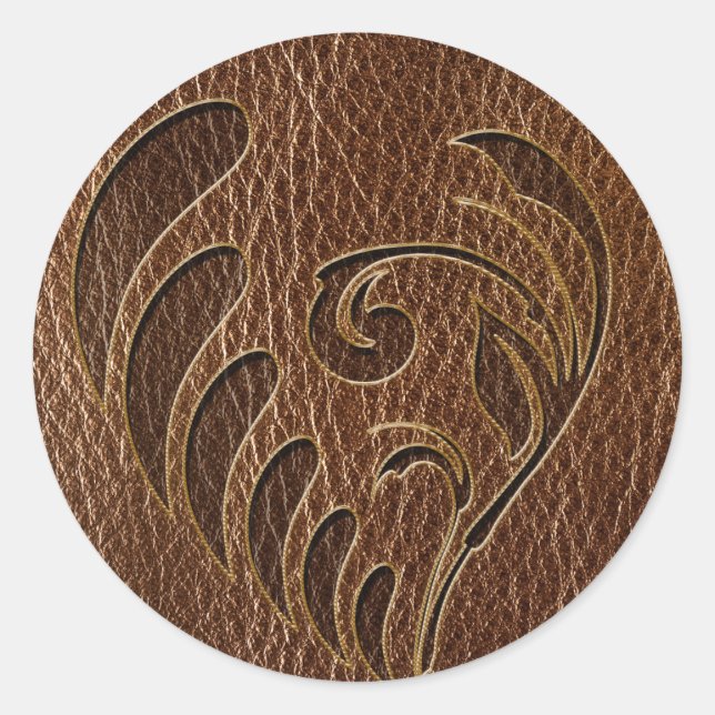 Lederlook-Blume Runder Aufkleber (Vorderseite)