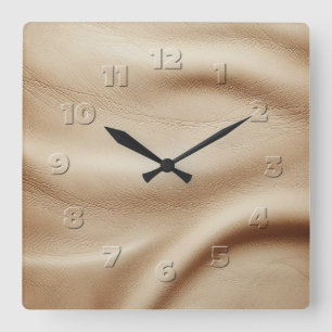 Lederlook Quadratische Wanduhr