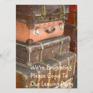 Lederne Koffer-auswandernde Party Einladung