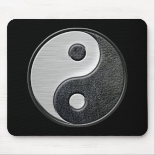 Lederne und Stahleffekt Yin Yang Grafik Mousepad