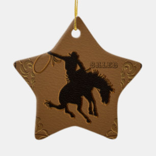 Lederner Western-wilder rustikaler Land-Westcowboy Keramikornament