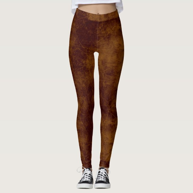 Ledernes Blick-Imitat alterte Braun Leggings (Vorderseite)
