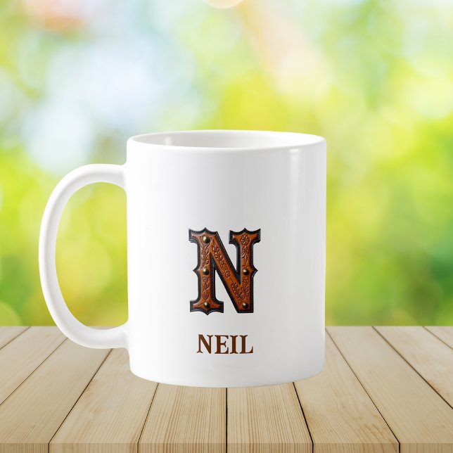 Lederpräge-Western-Monogramm-Anfangsbuchstabe N Kaffeetasse (Von Creator hochgeladen)