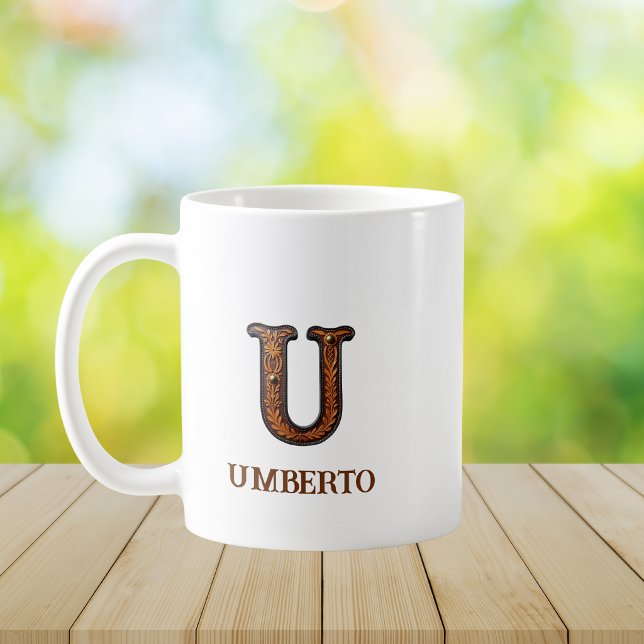 Lederpräge-Western-Monogramm-U Kaffeetasse (Von Creator hochgeladen)