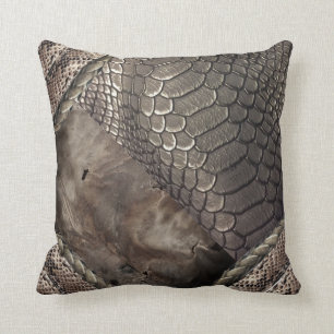 Lederprint und Schlange mit Alligatorenprint Kissen
