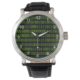 Lederriemen Binary 1 0 Geek Computer Code Name Armbanduhr