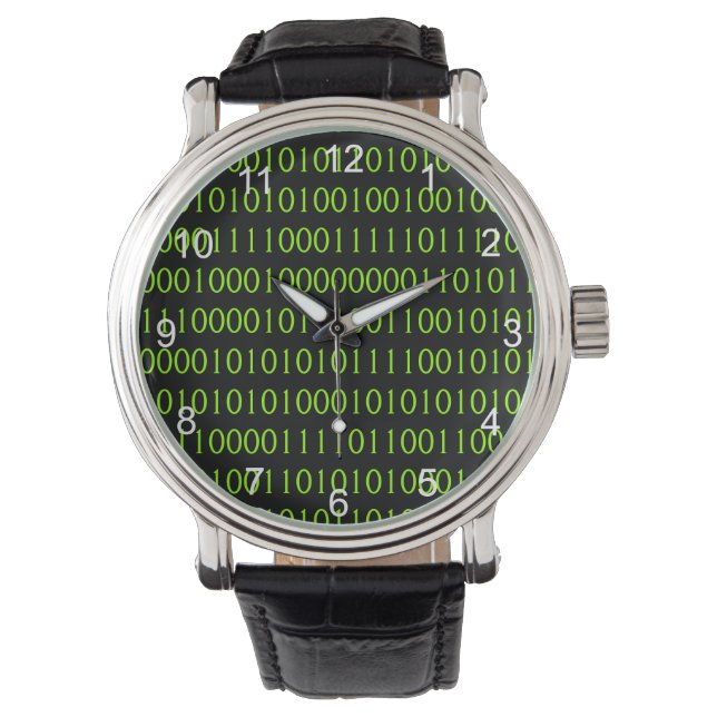 Lederriemen Binary 1 0 Geek Computer Code Name Armbanduhr (Vorderseite)