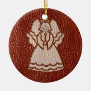 Lederschau Weihnachtsgel Keramikornament