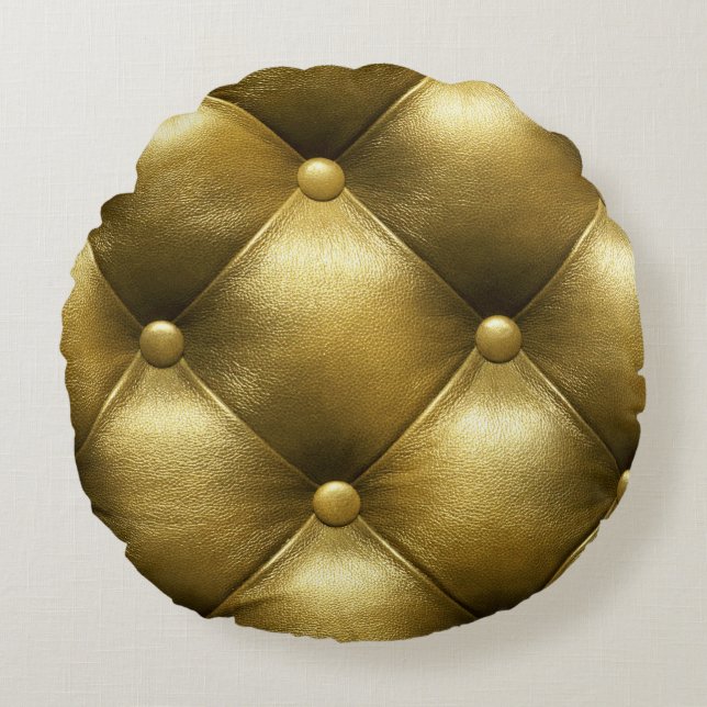 Ledersofa Elegance: Luxuriöse Upholsterie. Rundes Kissen (Vorderseite)