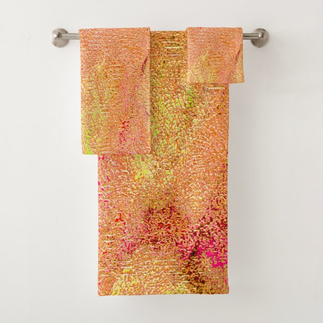 Lederstil mit abgenutzter Farbe, Lachs Badhandtuch Set (Insitu)