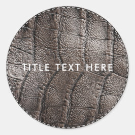 Ledertextur aus Brown Alligator und Stich Runder Aufkleber