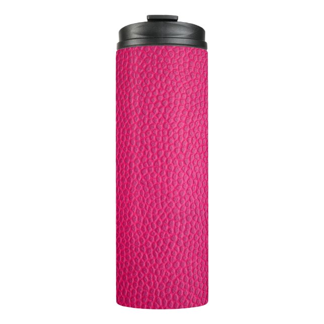 Ledertextur aus rosa Leder Thermosbecher (Vorderseite)