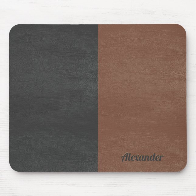 Ledertextur aus schwarz-braunen Imitaten in geteil Mousepad (Vorne)