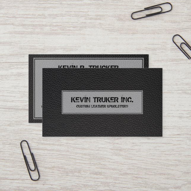 Ledertextur aus schwarzem Imitat Visitenkarte (Vorderseite/Rückseite Beispiel)