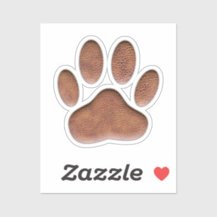 Ledertextur Dog Paw Print Aufkleber