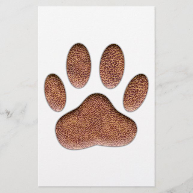 Ledertextur Dog Paw Print Briefpapier (Vorderseite)
