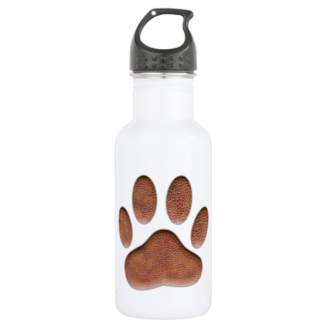 Ledertextur Dog Paw Print Edelstahlflasche (Vorderseite)