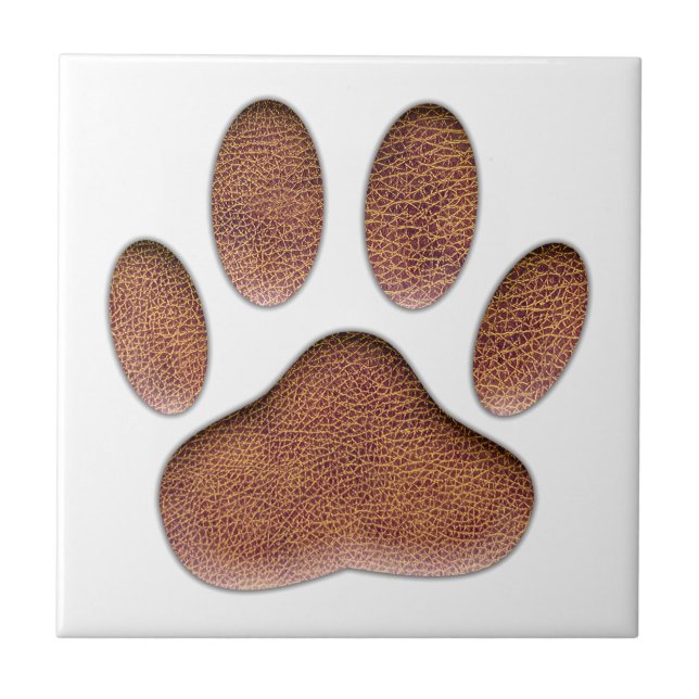 Ledertextur Dog Paw Print Fliese (Vorderseite)