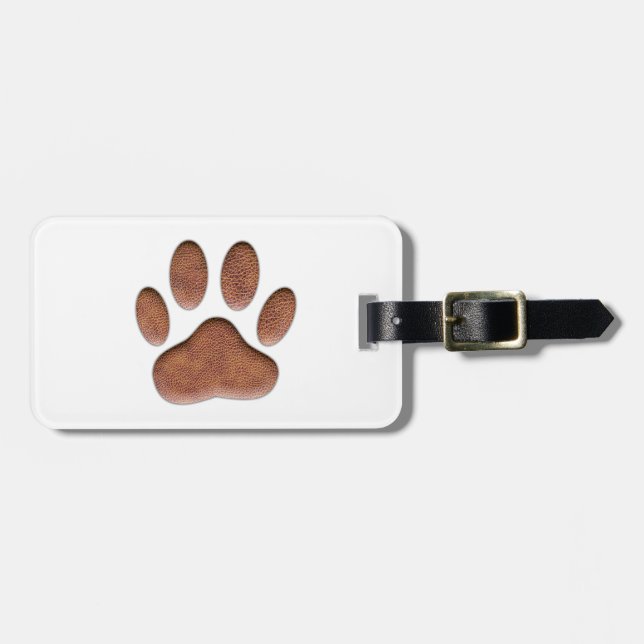 Ledertextur Dog Paw Print Gepäckanhänger (Vorderseite horizontal)