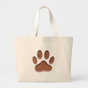 Ledertextur Dog Paw Print Jumbo Stoffbeutel