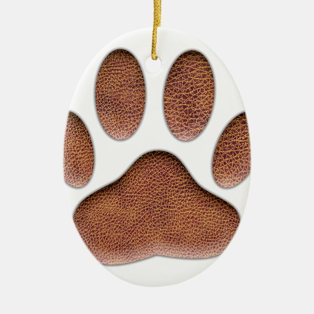 Ledertextur Dog Paw Print Keramikornament (Vorne)