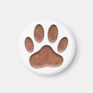 Ledertextur Dog Paw Print Magnet