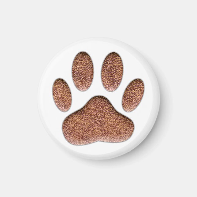 Ledertextur Dog Paw Print Magnet (Vorne)