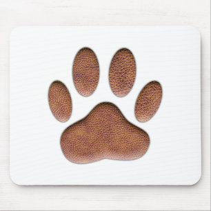 Ledertextur Dog Paw Print Mousepad