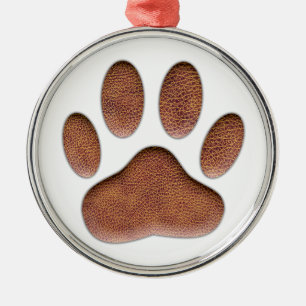 Ledertextur Dog Paw Print Ornament Aus Metall