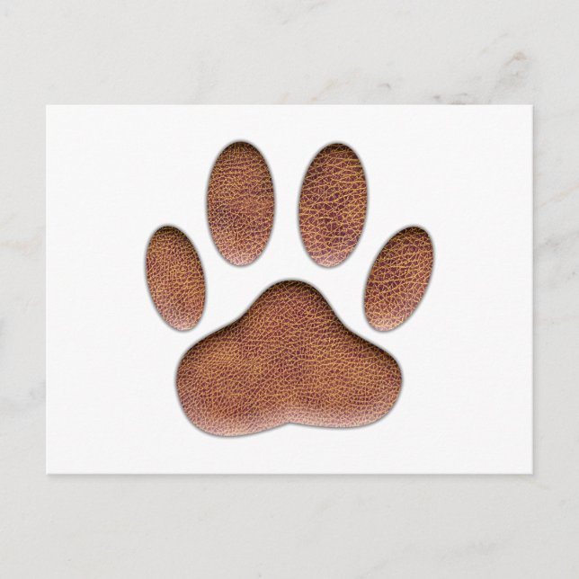 Ledertextur Dog Paw Print Postkarte (Vorderseite)