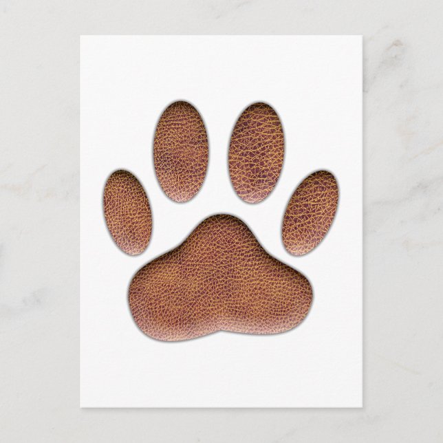 Ledertextur Dog Paw Print Postkarte (Vorderseite)