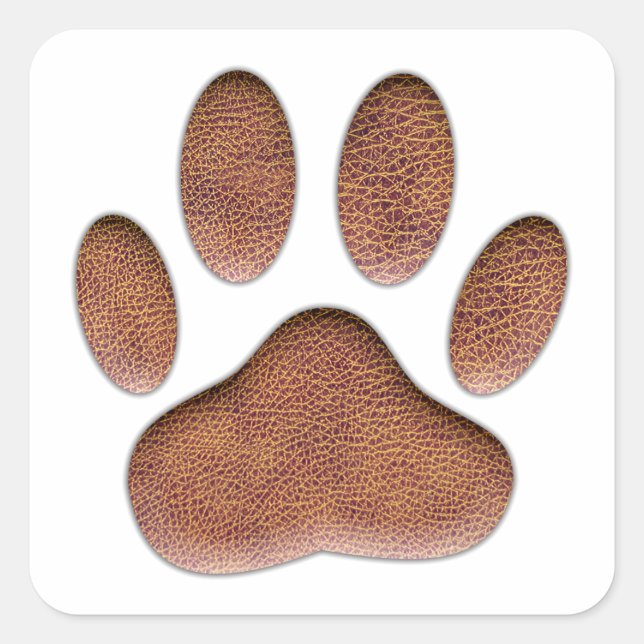 Ledertextur Dog Paw Print Quadratischer Aufkleber (Vorderseite)