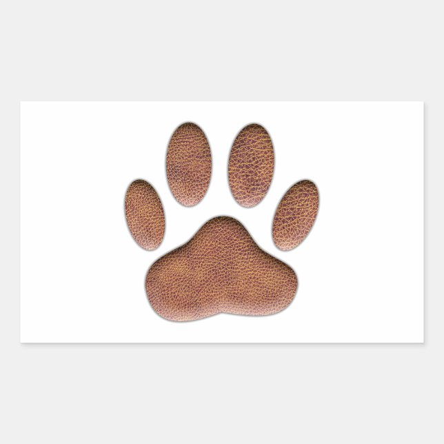 Ledertextur Dog Paw Print Rechteckiger Aufkleber (Vorderseite)