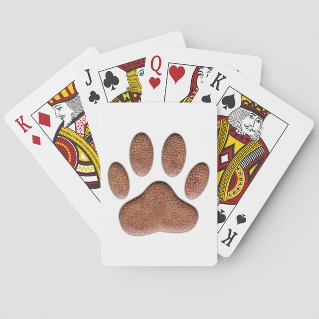 Ledertextur Dog Paw Print Spielkarten (Rückseite)