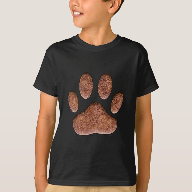 Ledertextur Dog Paw Print T-Shirt (Vorderseite)