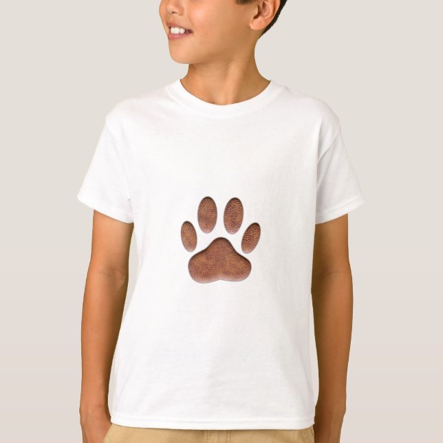 Ledertextur Dog Paw Print T-Shirt (Vorderseite)