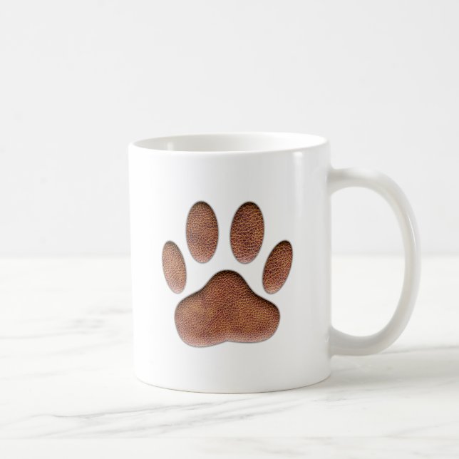 Ledertextur Dog Paw Print Tasse (Rechts)