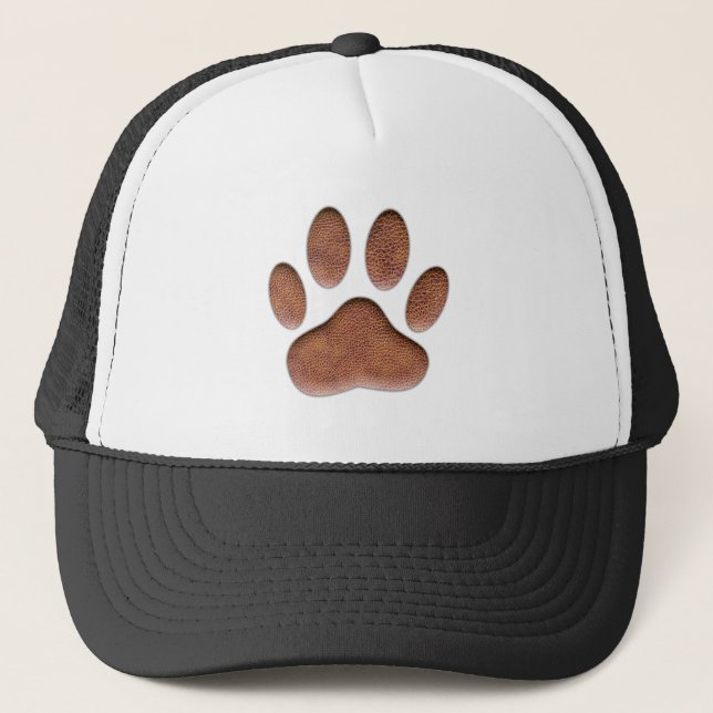 Ledertextur Dog Paw Print Truckerkappe (Vorderseite)