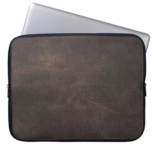 Ledertextur-Scrapbooking braun Laptopschutzhülle (Vorderseite)