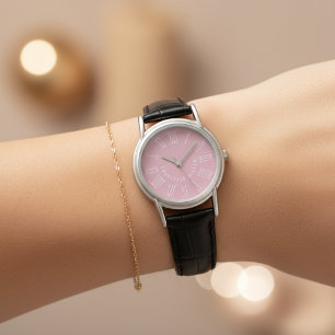 Lederuhr mit individuellem Namen Rosa Geschenk für Armbanduhr
