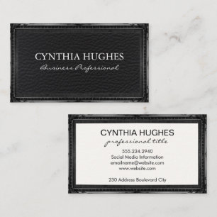 Lederuntergrund   Schwarzer Antikrahmen Visitenkarte
