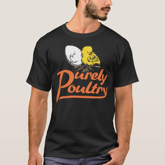 Lediglich Geflügel-schwarzes T-Shirt (Vorderseite)