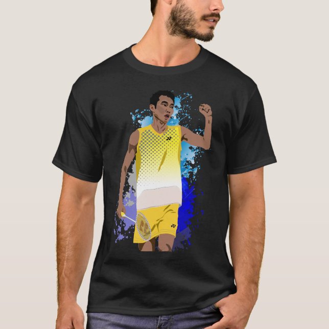 Lee Chong Wei Cartoon Black - Badminton T-Shirt (Vorderseite)
