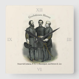 Lee der Zivilen Kriegsheld Stonewall Beauregard Quadratische Wanduhr